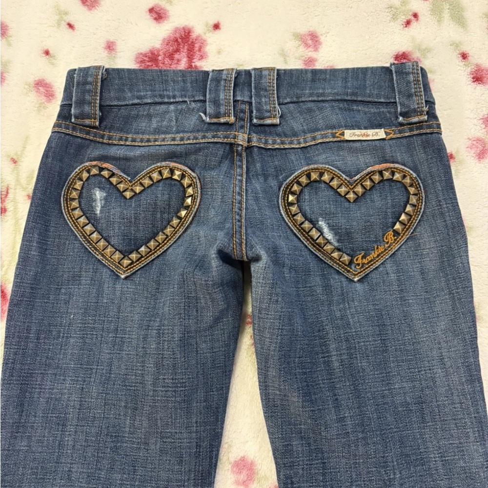 Sold Frankie B. Studded Heart heart of steel rare frayed cut hems 30 in inseam